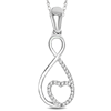 10k White Gold .08 ct tw Diamond Infinity with Heart Necklace