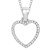 10k White Gold 1/10 ct tw Diamond Classic Open Heart Necklace