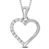 10k White Gold 1/10 ct tw Diamond Heart Pendant and 18in Chain