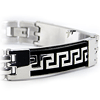 Stainless Steel 8.75in Rubber Greek Key Bracelet
