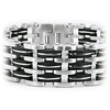 Stainless Steel 8.5in Rubber Bracelet with Wide Profile