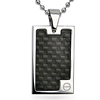 Stainless Steel Black Carbon Fiber Dog Tag with 22in Bead Chain