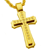 Gold-plated Stainless Steel 2in CZ Cross on 24in Rope Chain