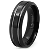 Black Plated Titanium 8mm Ring with Grooves