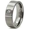Titanium 7mm Ring with Panels and CZ Accent