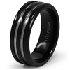 Black Plated 8mm Titanium Ring with Gray Grooves