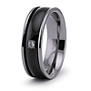 7mm Black Plated Titanium Ring with CZ