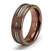 Rose-plated Titanium 7mm Ring with Cable Inlays