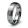 Beveled 7mm Steel Ring with Cubic Ziconia