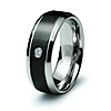 Black 8mm Steel Ring with Cubic Ziconia