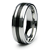 Stainless Steel 7mm Ring with Black Stripe
