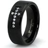 Black Stainless Steel 8mm Ring with Cubic Zirconia Cross