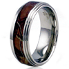 Stainless Steel 8mm Camo Ring with Step Down Edges
