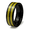 Black Ceramic 8mm Ring Yellow Carbon Fiber Inlays
