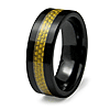 8mm Ceramic Ring Yellow Carbon Fiber Inlay