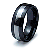 Black Ceramic 8mm Ring with Sterling Silver Inlay