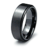 Black Ceramic 8mm Brushed Ring with Ridged Edges