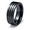 Black Ceramic 8mm Ring Triple Grooved