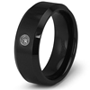 8mm Black Ceramic Ring with Diamond Accent - Size 10