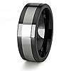 Black Ceramic 8mm Ring with Tungsten Inlay