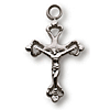 Sterling Silver 1/2in Fleur Crucifix on 18in Chain