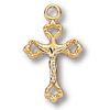 18kt Gold Plated 1/2in Fleur Crucifix with 18in Chain