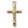 18kt Gold Plated 11/16in Modern Crucifix 18in Necklace