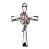 Sterling Silver 3/4in Painted Rose Cross 18in Necklace