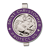 St. Christopher Purple Enameled Visor Clip Set of Two