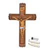 Walnut 13in Wall Crucifix Sick Call Set with Italian Corpus
