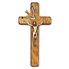 8in Walnut Wood Wall Crucifix with Dove Cut-out