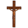 Mahogany 12in Beveled Wall Crucifix