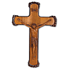 12in Mahogany Wall Crucifix with Hand Carved Edges