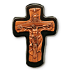 6in Black Stained Mahogany Trinity Wall Crucifix