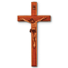 Mahogany 6in Beveled Solid Wall Crucifix
