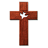 10in Mahogany Wood Wall Cross with Cut-Out Dove