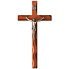 Carved Walnut Wood 10in Wavy Wall Crucifix