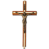 8in Stained Walnut Wall Crucifix with Gold Plated Inlay