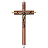 10in Stained Walnut Wall Crucifix with Gold Plated Inlay