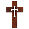 Mahogany Wood 10in Wall Cross with Cut-Out Cross