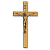 8in Beveled Oak Wall Crucifix with Gold Corpus