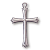 Sterling Silver 3/4in Budded Cross 18in Necklace