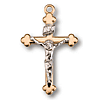 18kt Gold Plated 3/4in Budded Crucifix 18 inch Necklace