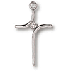 Sterling Silver 3/4in Bypass CZ Cross 18in Necklace
