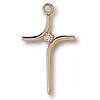 Gold Filled 3/4in Bypass CZ Cross 18in Necklace