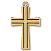 Gold Plated 1 1/8in Striped Cross on 24in Necklace