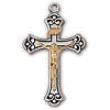 Sterling Silver 1in Fleur Crucifix 18 inch Necklace