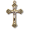 18kt Gold Plated 1in Fleur de Lis Crucifix 18in Necklace