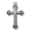Sterling Silver 11/16in Budded Cross 18in Necklace