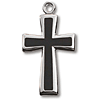 Sterling Silver 1 1/4in Black Crusader Cross 24in Necklace